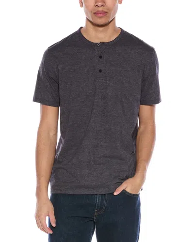 Vince Mini Stripe Henley Shirt In Brown