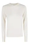 Vince Minimalist Crew Neck Cashmere Sweater In White