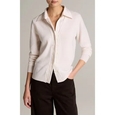 Vince Cashmere Mixed Media Cardigan Sweater In White
