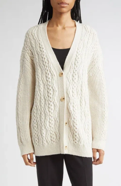 Vince Mixed Stitch Wool & Cashmere Blend Cardigan In White