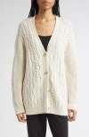 Vince Mixed Stitch Wool & Cashmere Blend Cardigan In White