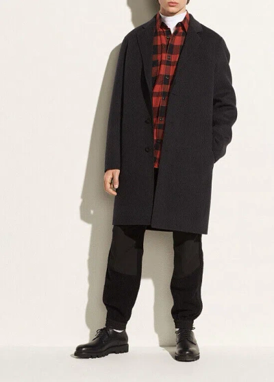 Pre-owned Vince Mj01  Wool Blend Men Long Car Coat Jacket Size M, L,xl $795 In Black