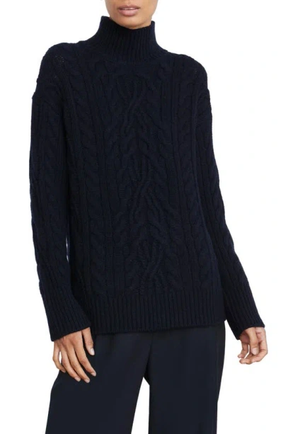 Vince Mock Neck Cable Stitch Sweater In Coastal
