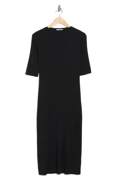 Vince Mock Neck Elbow Length Sleeve Dress In Black