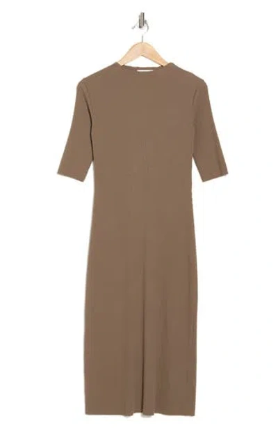 Vince Mock Neck Elbow Length Sleeve Dress In Valley Smoke
