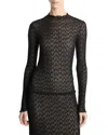 Vince Mock Neck Lace Top In Black