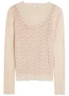 Vince Mock-neck Lace Top In Neutral