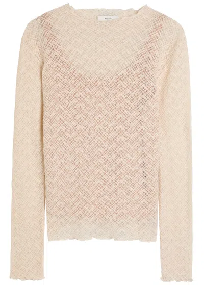 Vince Mock-neck Lace Top In Neutral