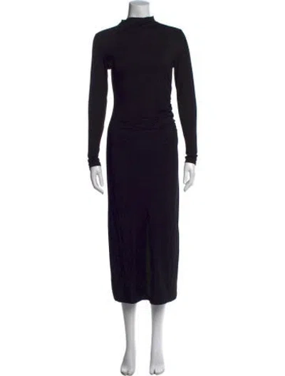 Pre-owned Vince Mock Neck Long Dress In Black