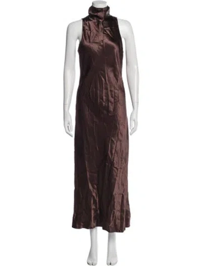 Pre-owned Vince Mock Neck Long Dress In Brown