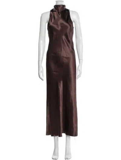 Pre-owned Vince Mock Neck Long Dress In Brown
