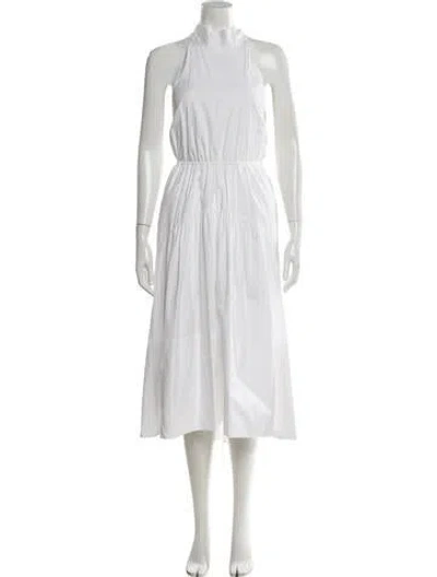 Pre-owned Vince Mock Neck Long Dress In White