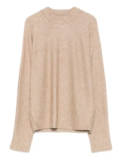 Vince Mock-neck Long-sleeve Sweater In Brown