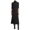 Vince Elbow-sleeve Turtleneck Midi Dress In Black