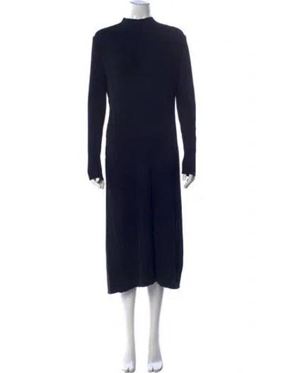 Pre-owned Vince Mock Neck Midi Length Dress In Blue