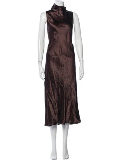Pre-owned Vince Mock Neck Midi Length Dress In Brown