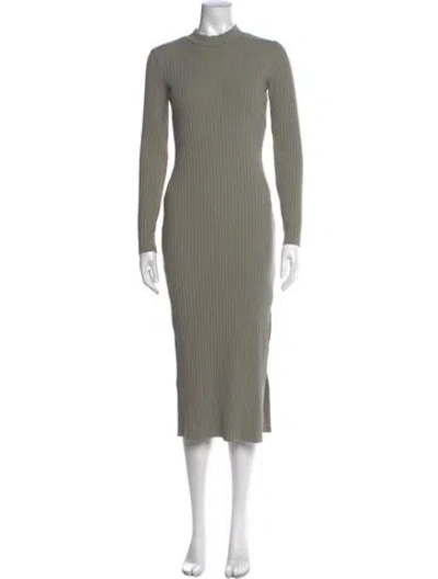 Pre-owned Vince Mock Neck Midi Length Dress In Green