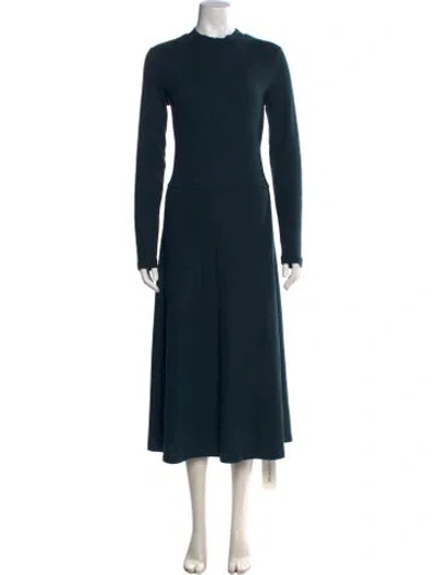 Pre-owned Vince Mock Neck Midi Length Dress In Green