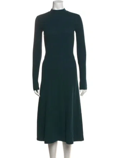Pre-owned Vince Mock Neck Midi Length Dress In Green