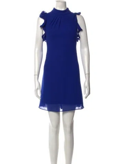 Pre-owned Vince Mock Neck Mini Dress In Blue