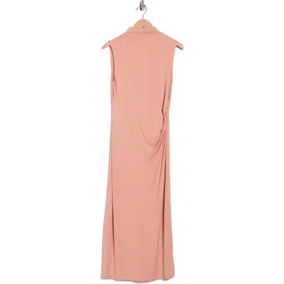 Vince Mock Neck Sleeveless Ruched Dress In Pink