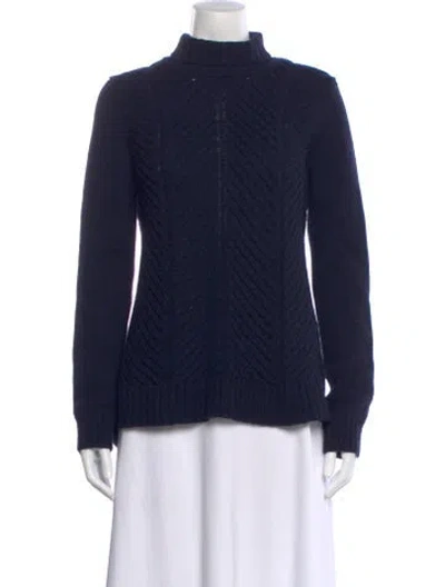 Pre-owned Vince Mock Neck Sweater In Blue