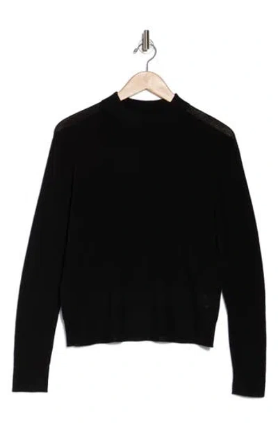 Vince Mock Neck Wool Blend Pullover Sweater In Black