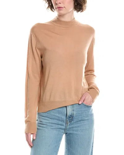 Vince Mock Neck Wool Pullover In Brown