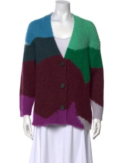 Pre-owned Vince Mohair Colorblock Pattern Sweater In Blue