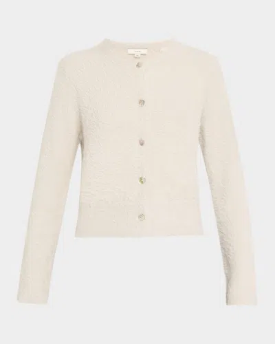Vince Mother-of-pearl Eyelash Knit Cardigan In Light Birch Stone
