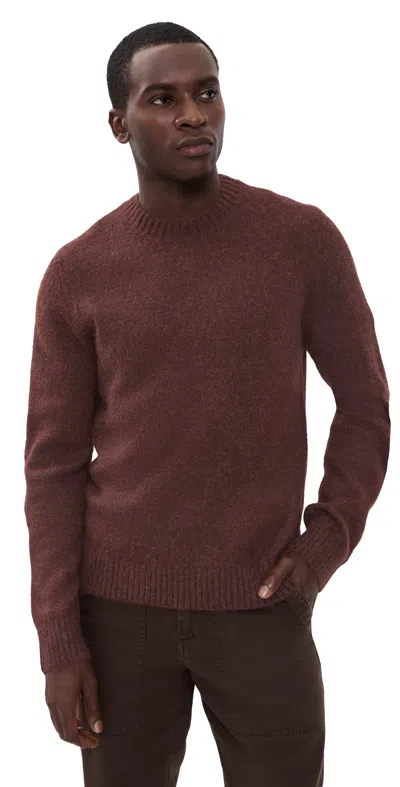 Vince Mottled Marl Long Sleeve Crew Sweater Mahogany In Brown