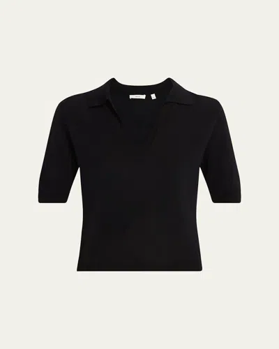 Vince Mulberry Silk And Cashmere Polo Top