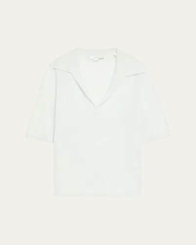 Vince Mulberry Silk And Cashmere Polo Top In Green