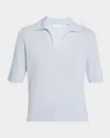 Vince Silk Charmeuse Short-sleeve Polo Shirt In Dark Sky Mist