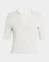 Vince Mulberry Silk And Cashmere Polo Top In Dk Sky Mist