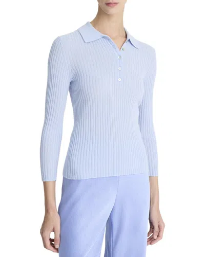 Vince Mulberry Silk-blend Polo In Kyanite