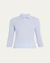 Vince Silk Charmeuse Short-sleeve Polo Shirt In Kyanite