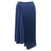 Vince Multi Plisse Elastic Waist Asymmetric Hem Midi Skirt In Blue