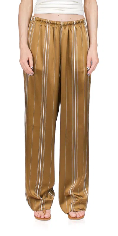 VINCE MULTI STRIPE SATIN PANTS IN NILE
