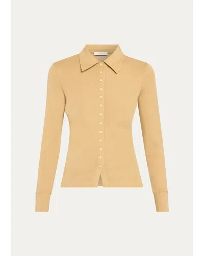 Vince Multi-button Collared Cardigan Top In Gold