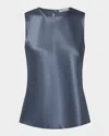 Vince Frayed-edge Crushed Satin Shell Top In Mauve Thistle