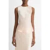 Vince Asymmetric Drape Cap-sleeve Blouse In Lychee