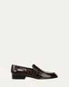 Vince Naomi Croco Embossed Loafers In Cacao Brown Croc Print Leather