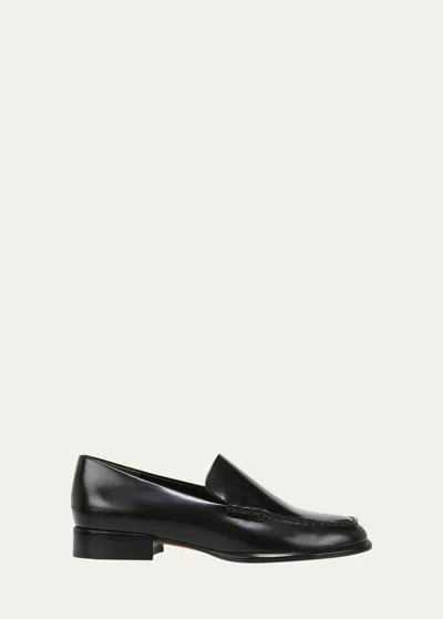 Vince Naomi Sleek Leather Loafers In Black
