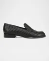 Vince Naomi Woven Leather Loafers In Black Woven Leather