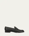 Vince Naomi Woven Leather Loafers In Black Woven Leather