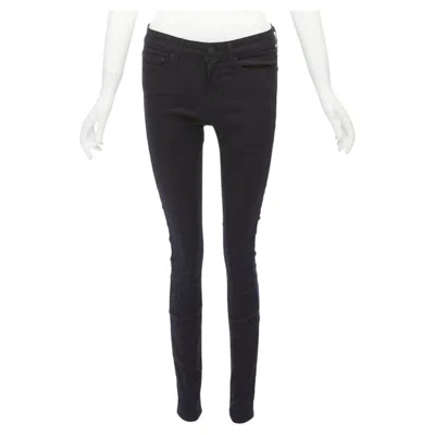 Pre-owned Vince Navy Crinkle Jacquard Jersey Mid Waist Skinny Jeans Pants 27" In Blue