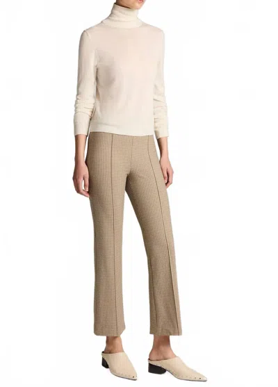 Vince Niki Plaid Mid-rise Crop Flare Pant In Oak Buff Check In White