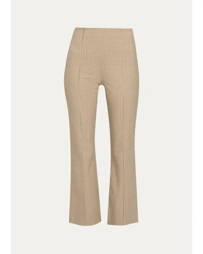 Vince Niki Plaid Mid-rise Crop Flare Pants In Neutral