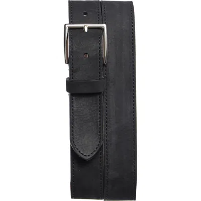 Vince Nubuck Leather Belt In Black/ Palladium